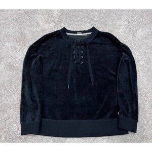 Roxy Women’s Black Velvet Long Sleeve Pullover Sweatshirt Size Medium